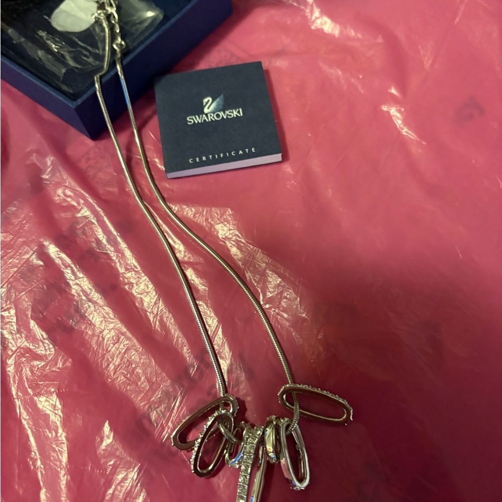 Swarovski Silver Bow Necklace with Crystal Details